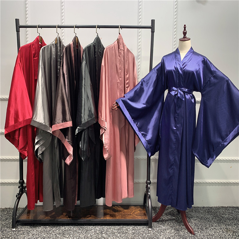 2021 latest Islamic Dress for women Plus size Muslim Kimono with sequins contrast color islamic dress wholesale