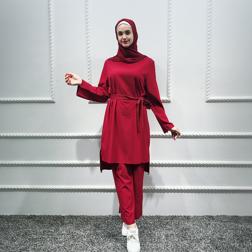 Hot Sell Modern Islamic Clothing Two Pieces Set Top and Pants Muslim Clothing