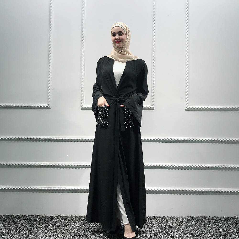 Dubai open front abaya women belt maxi dress muslim islamic cardigan robe abaya