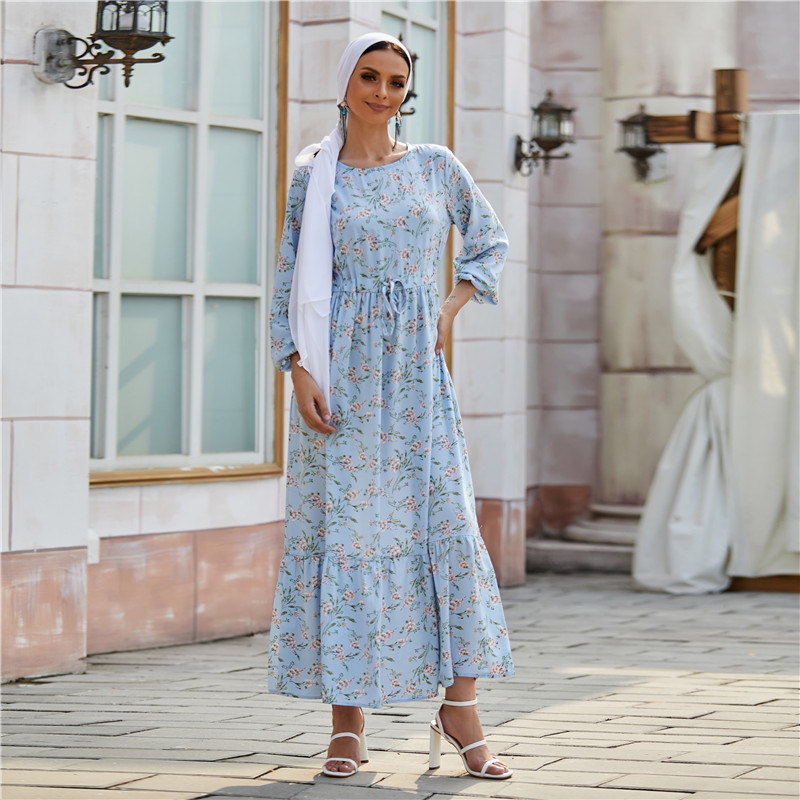 2021 Muslim Islamic Maxi Dress  EID Muslim modern Chiffon Dress wholesale Long sleeve Chiffon Dress Dubai