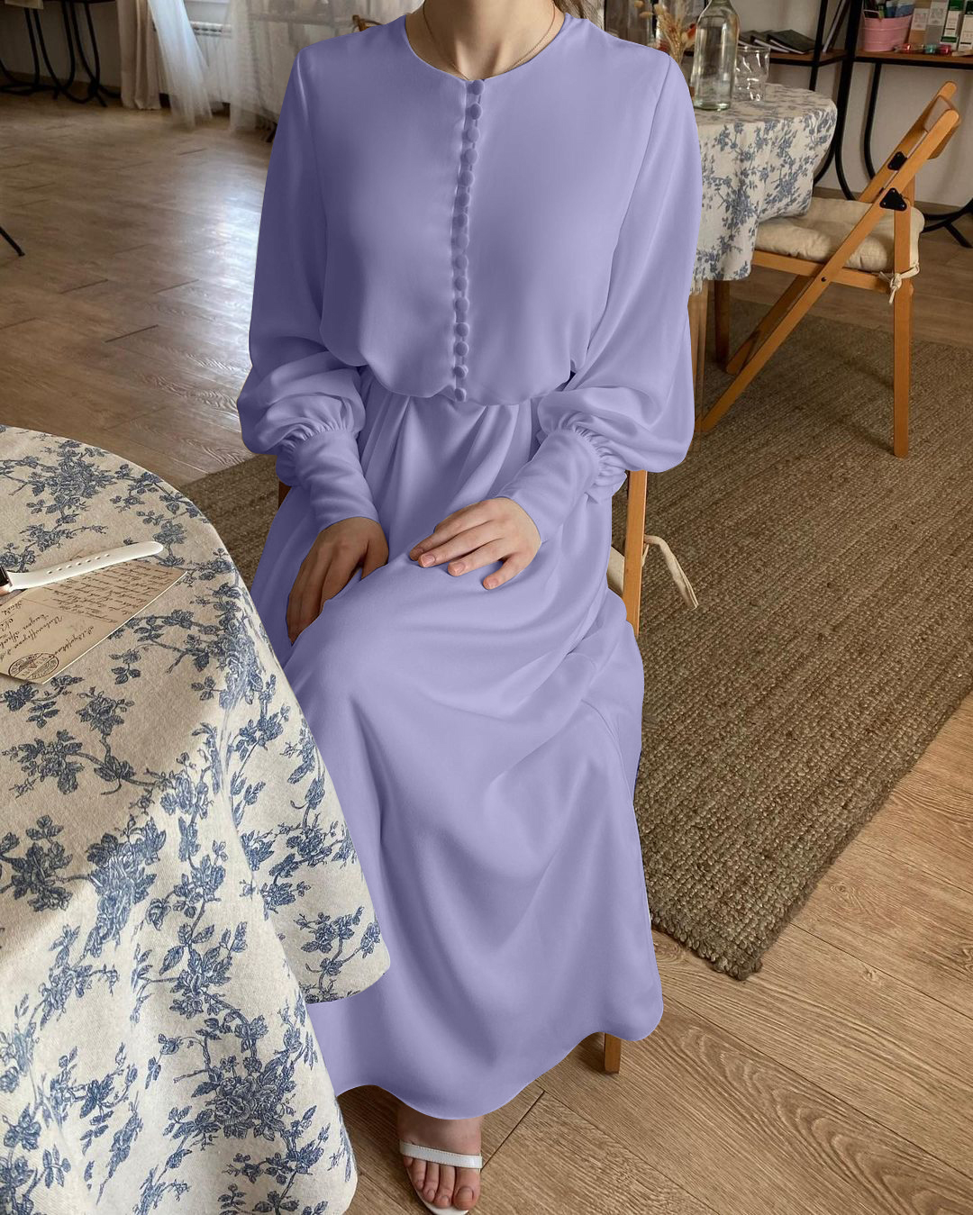 2021 New Arrival High Quality Solid color Heavy Chiffon French Style Fashion dress Islamic Clothing
