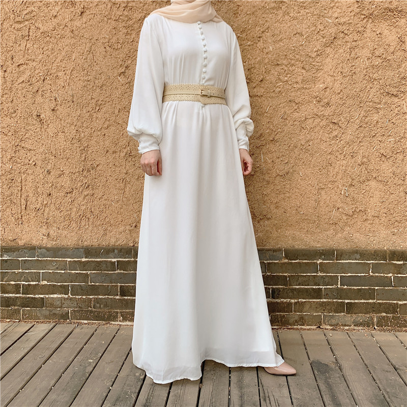 Latest French style Maxi  islamic Dress  Chiffon woman abaya simple muslim dresses Islamic clothing 2021