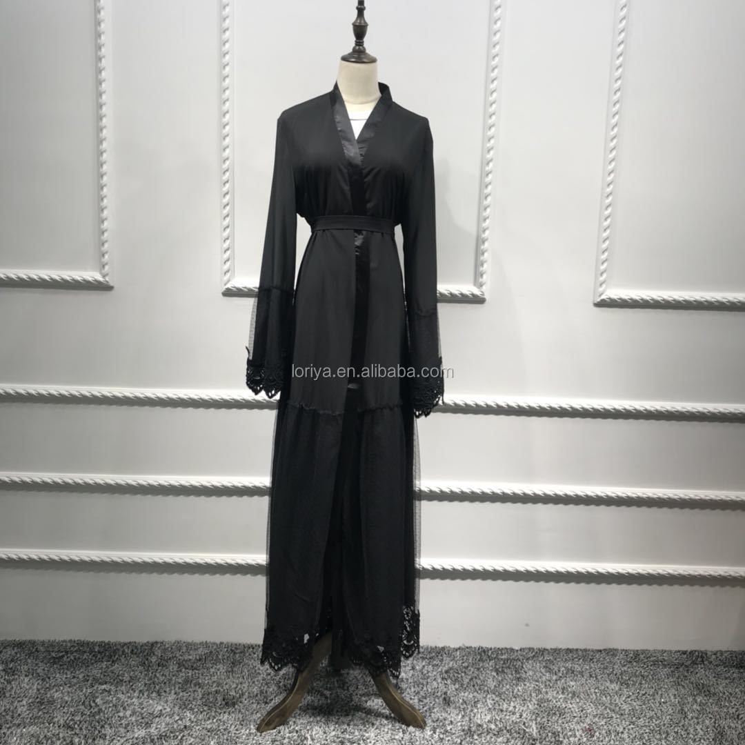 2019 new season top quality soft crepe+lace abaya models dubai muslim