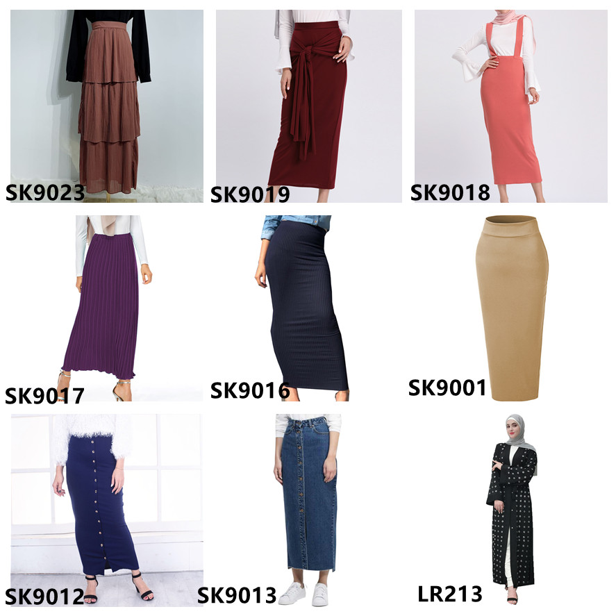 2021 New Fashion Middle Eastern Women's Stretch Denim Skirt Islamic Clothing