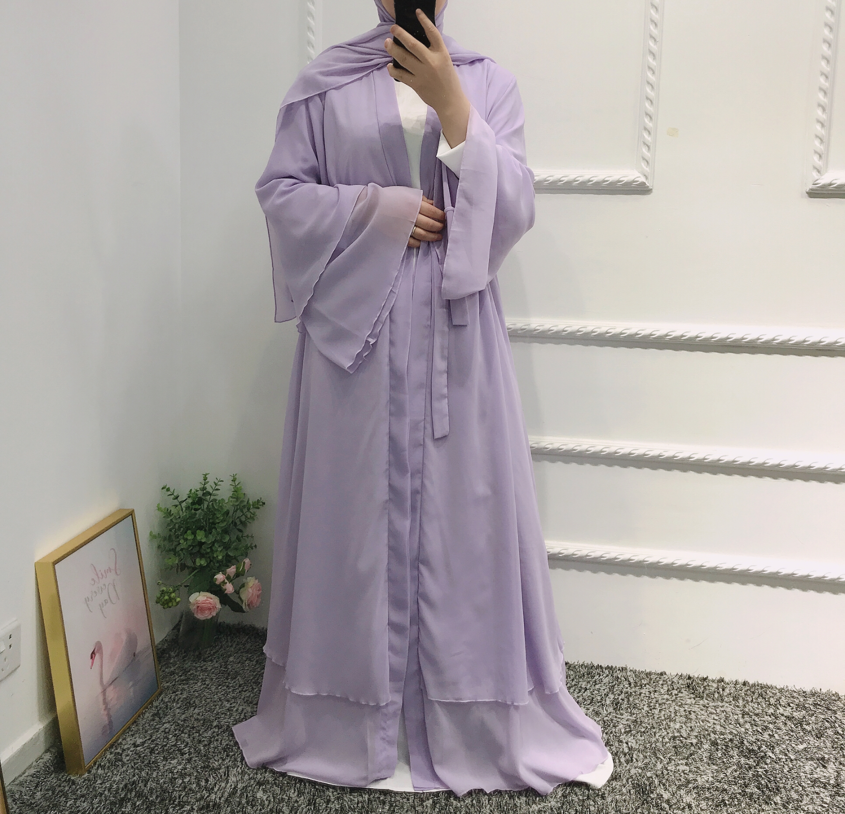 Muslim women Abaya open cardigan Islamic Dubai Turkish dress Kaftan Jilbab Ramadan clothing