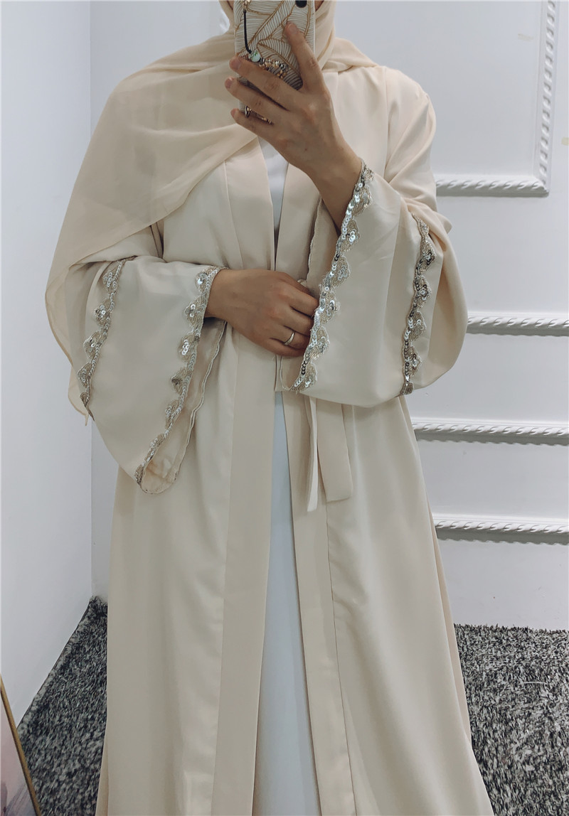 High Quality Islamic Front Open Abaya contrast color Dubai Causal Muslim Open Abaya Modern Muslim Burka