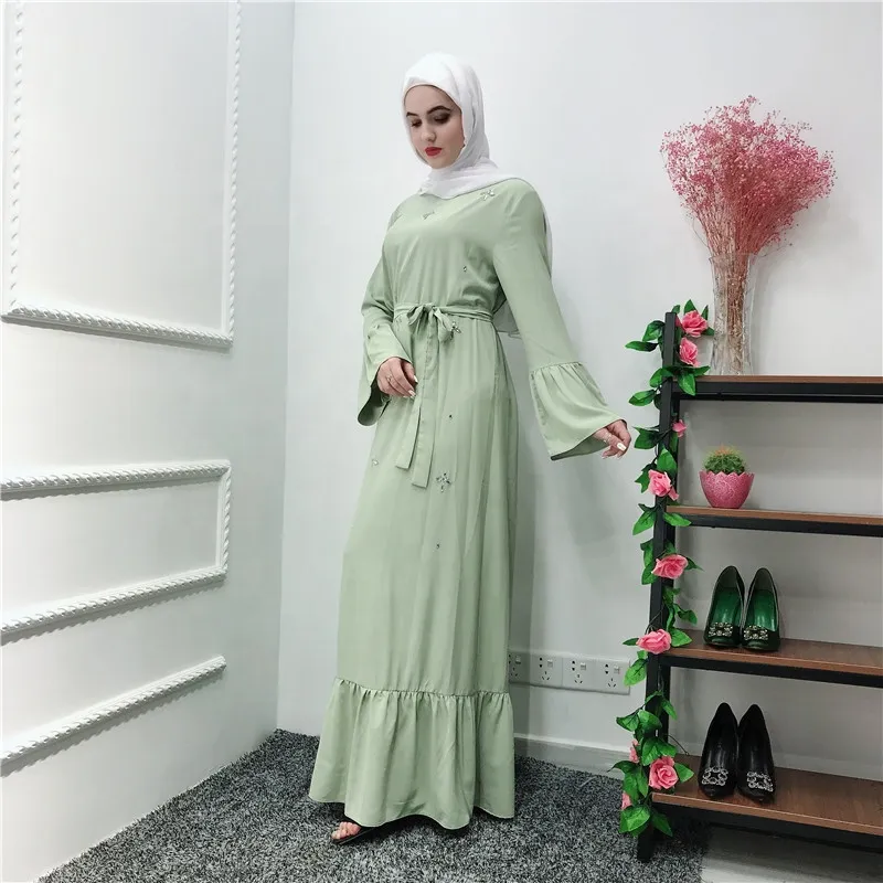 Loriya - 2019 New style high quality women abaya islamic clothing mint  green nida muslim dress muslim maxi dress