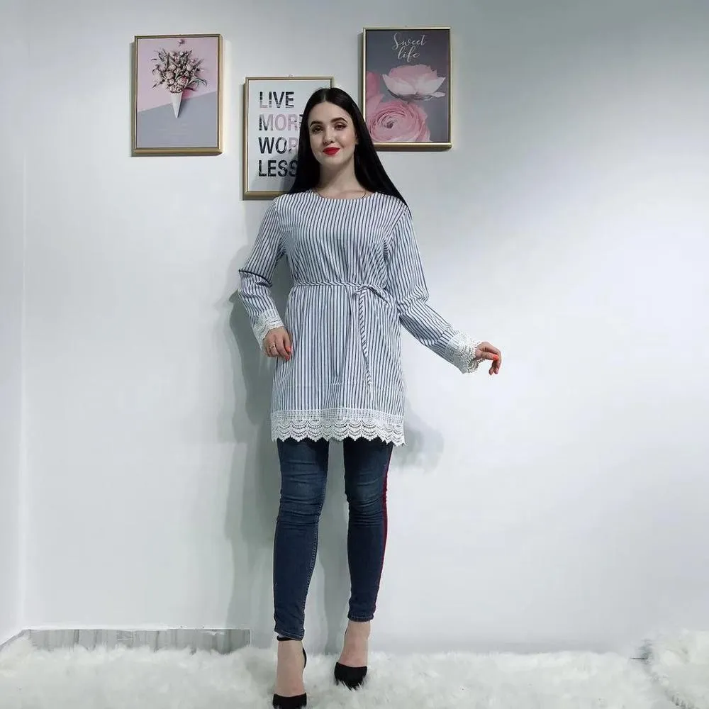 New Season Laced Tunic For Women Muslim Clothes Elegant Turkish