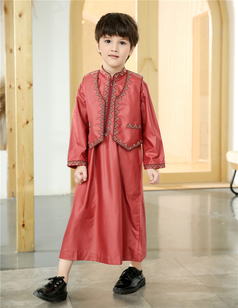 2022 Wholesale Muslim Long Sleeve Kids Clothes kids thobe for india Pakistan  Islamic Children Clothing Dubai