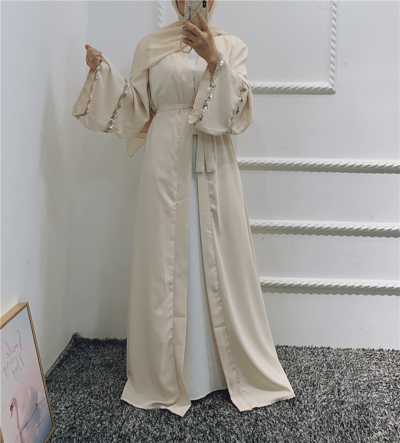 High Quality Islamic Front Open Abaya contrast color Dubai Causal Muslim Open Abaya Modern Muslim Burka