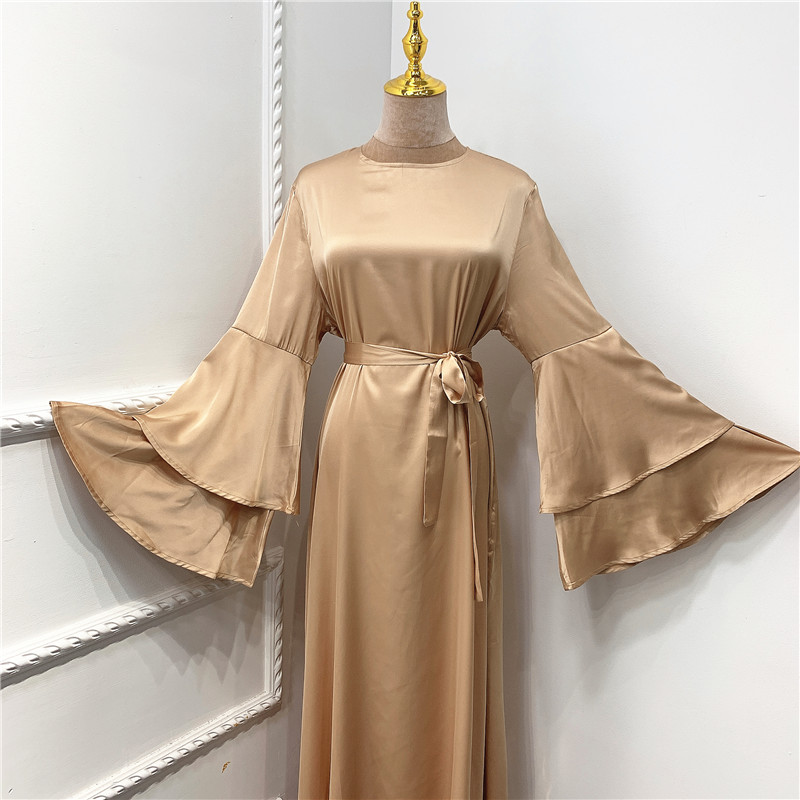 Elegant 2021 Satin Modern Fashion women dress Islamic India Dubai abaya clothing turkish islamic clothing wholesale