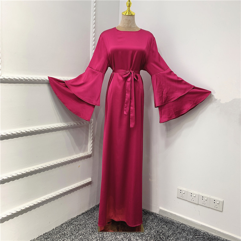Elegant 2021 Satin Modern Fashion women dress Islamic India Dubai abaya clothing turkish islamic clothing wholesale