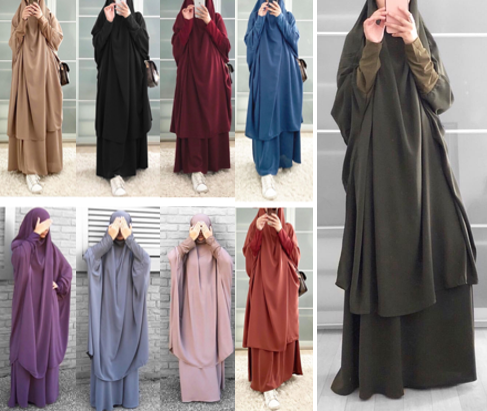 2021 Muslim Women Islamic Arab Dubai EID Abaya Long Plus Size One Piece Dress Outfit Plain Prayer Thobe