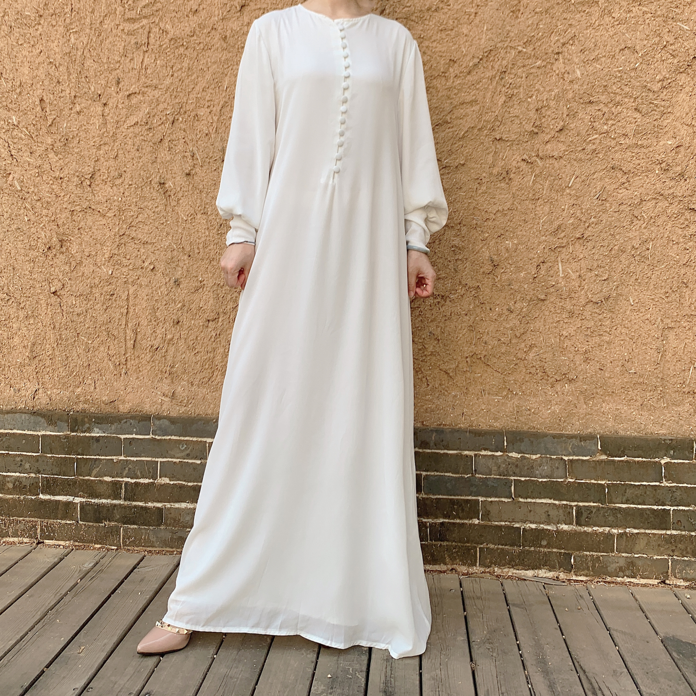 2021 New Arrival High Quality Solid color Heavy Chiffon French Style Fashion dress Islamic Clothing