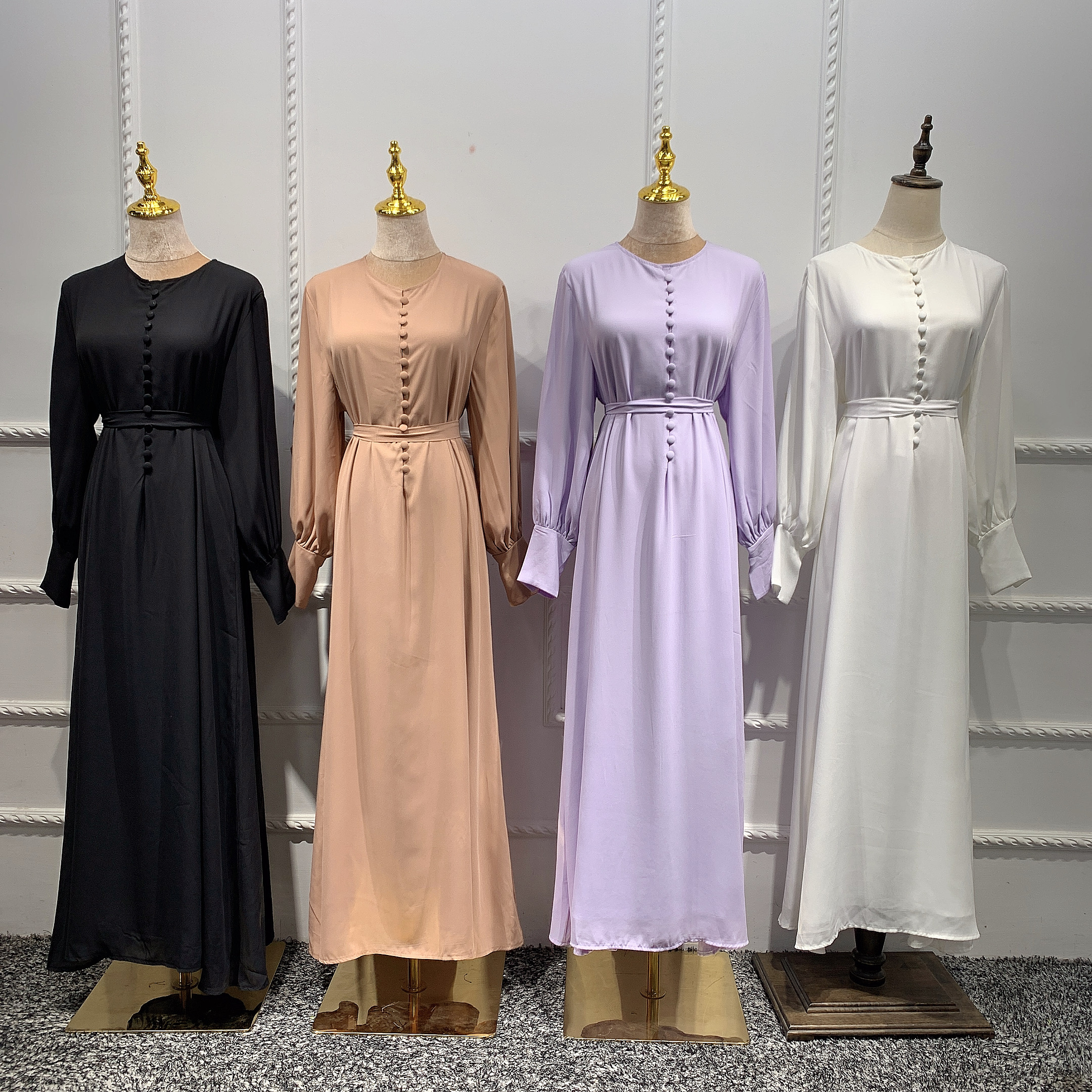 Latest French style Maxi islamic Dress Chiffon woman abaya simple muslim dresses Islamic clothing 2021