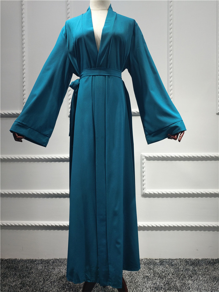 High Quality Islamic Eid Long Sleeve Solid Color Soft Crepe Robes Dubai Pakistan Muslim Abaya For Ramadan