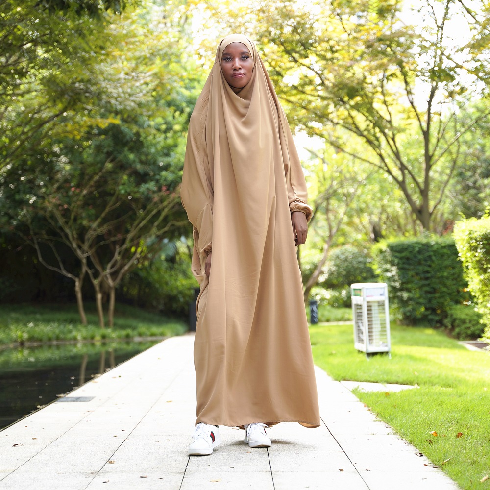 Prayer Long Sleeve Sets Robe Islamic Abaya Jilbab Khimar Muslim Women Praying Hijab