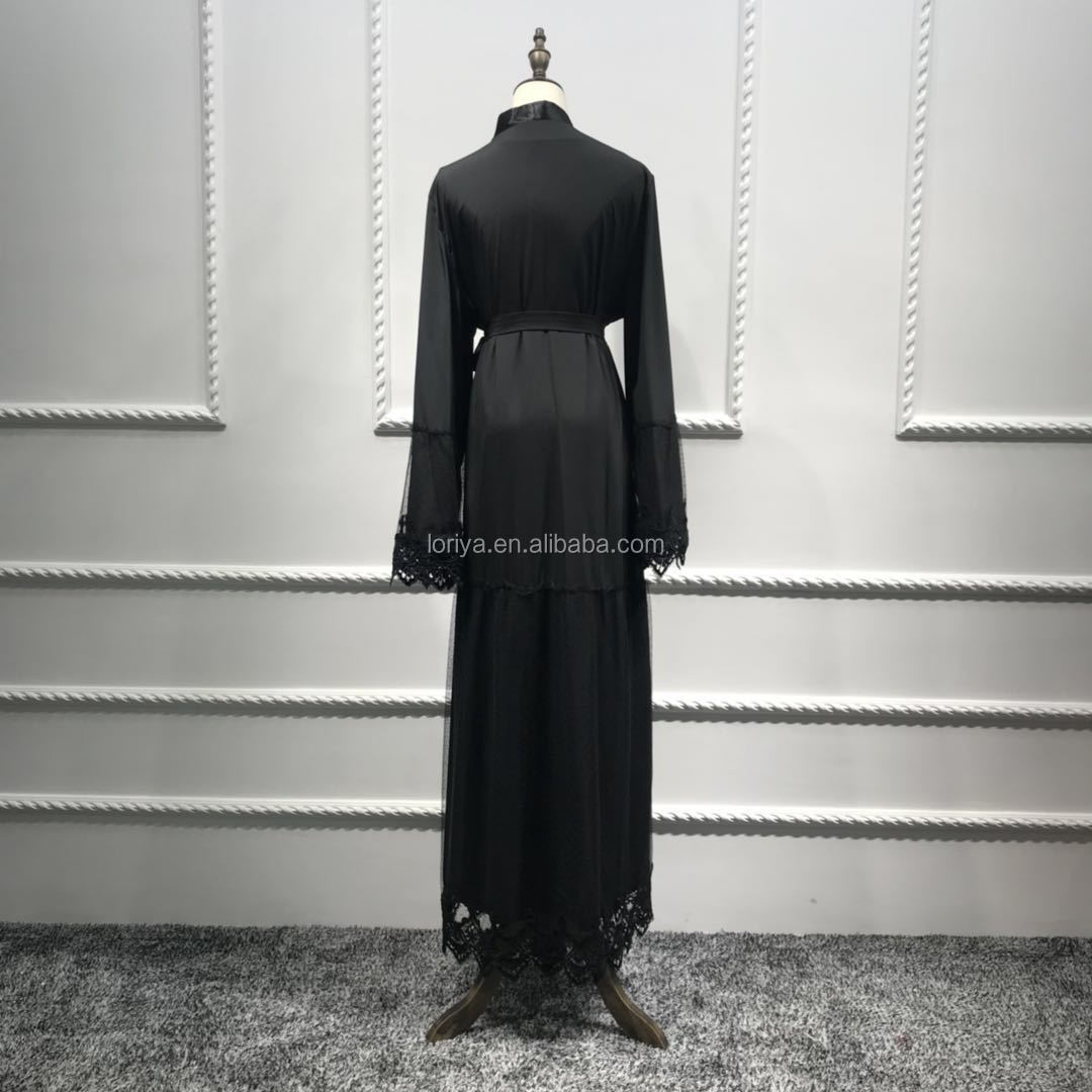 2019 new season top quality soft crepe+lace abaya models dubai muslim