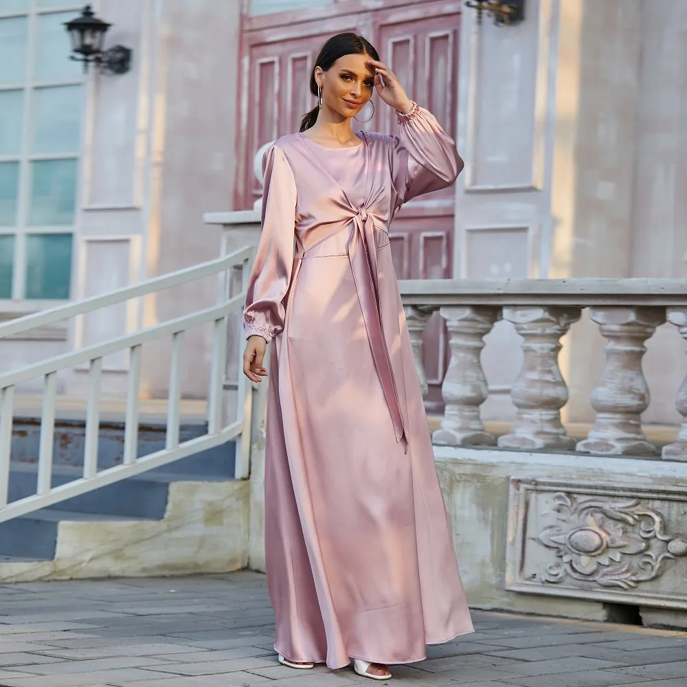 fitted lace wedding dress Womens Long Sleeve Muslim Dresses Ethnic Style Kaftan Abayas Long Sleeve  Abaya Set 4XL Satin Arab Maxi Dress at Amazon Women's Clothing store