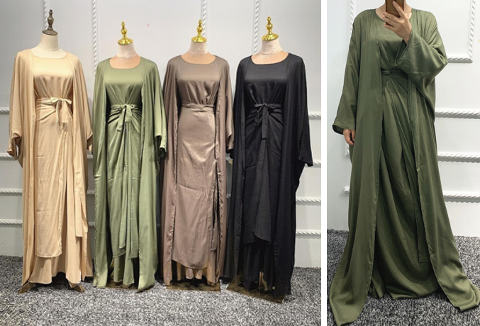 Wholesale High Quality Islamic Clothing Solid Colors Muslim Islamic Dress and Pants Two Pieces Fashion Set