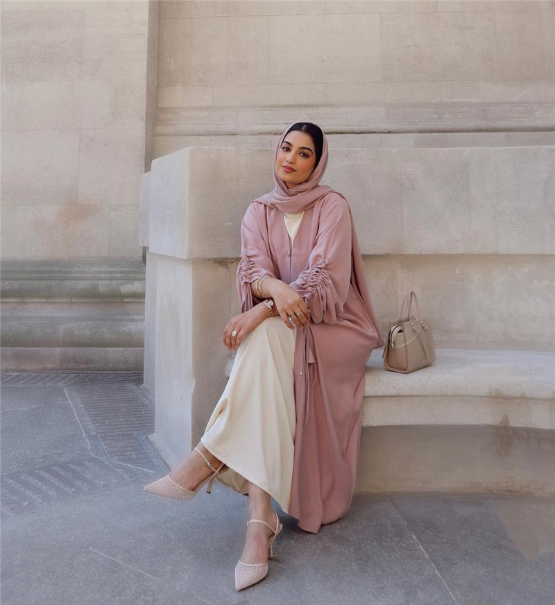 Wholesale Simple Modest Islamic Clothing Muslim plus size draw string Sleeve Modern Dubai Islamic abayas