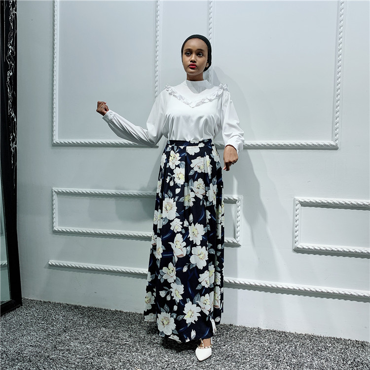 Loriya 2018 loriya fashion muslim maxi skirt with flower Maxi Skirt