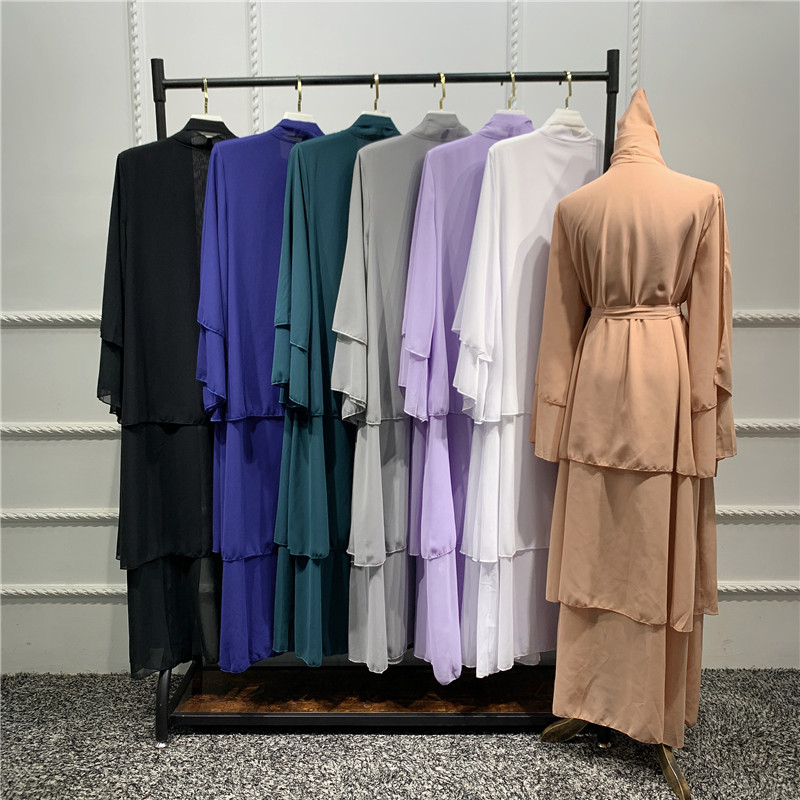 Latest Fashion Islamic Clothing Front Open Muslim Kaftan Abaya Elegant Long Sleeve Islamic Dress