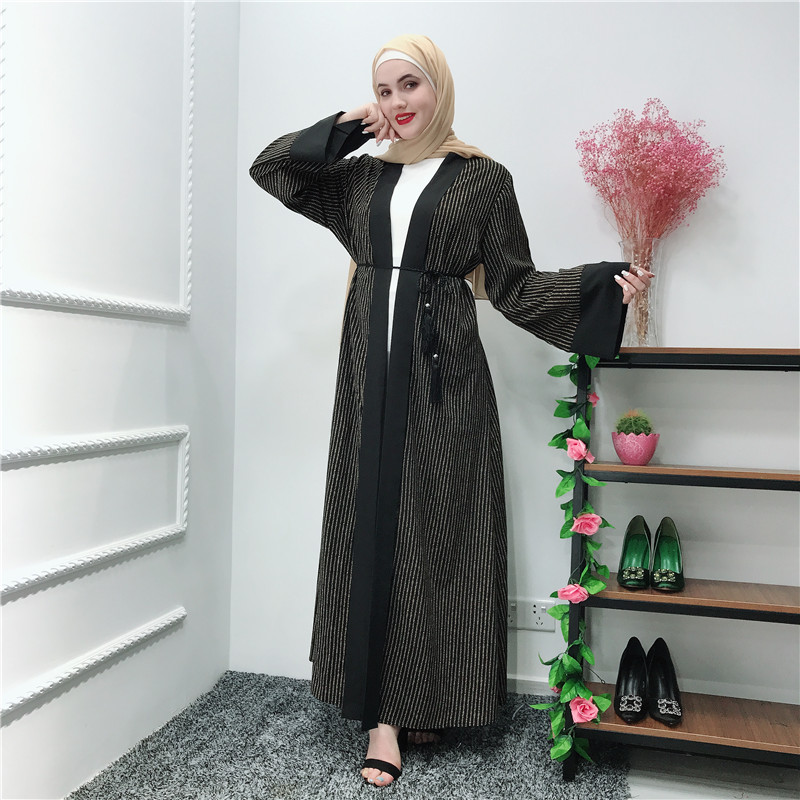 Wholesale new arrival high quality muslim women gown black soft crepe abaya