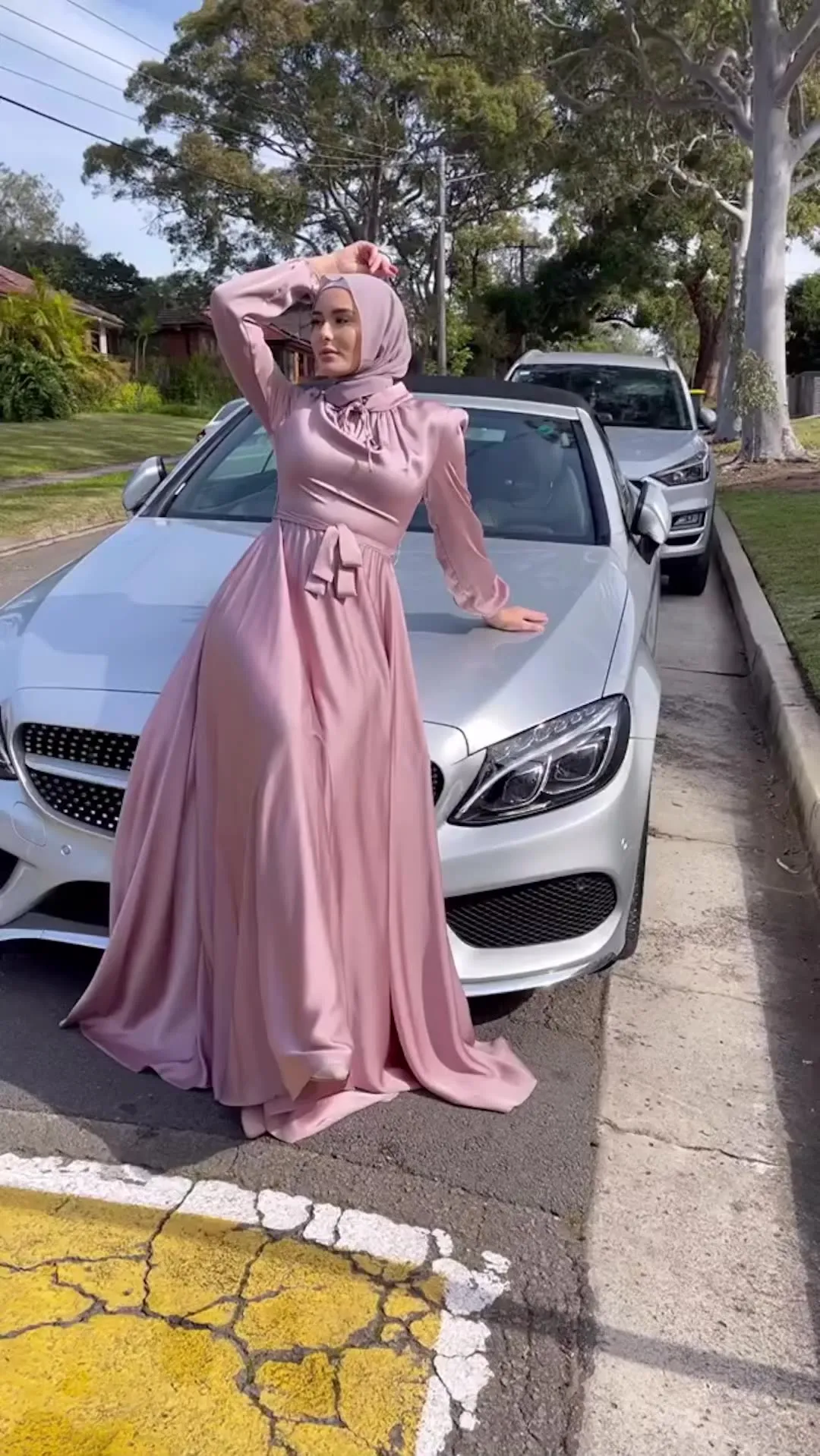 muslim prom dresses uk Long Sleeve Purple Lace Applique prom dresses with High Neckline