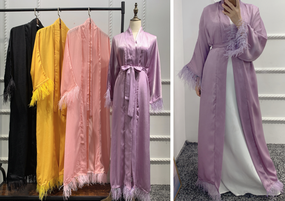 New Arrival Elegant Islamic Clothing Front Open Abaya Nida With Chiffon Decoration Islamic Dress