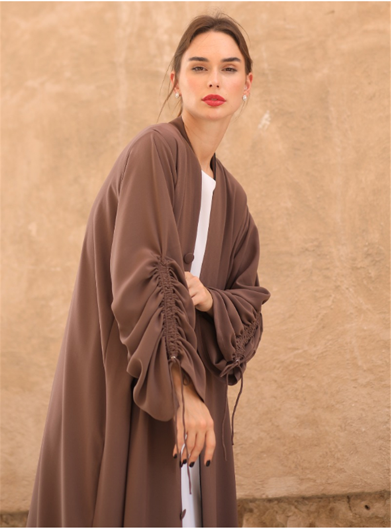 Wholesale Simple Modest Islamic Clothing Muslim plus size draw string Sleeve Modern Dubai Islamic abayas