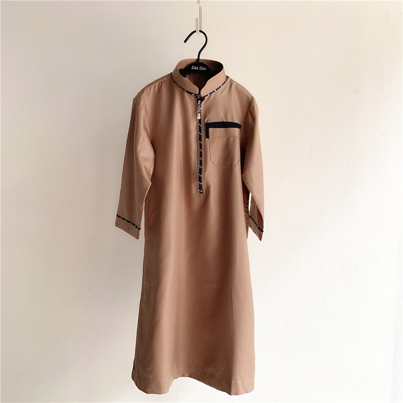 2021 Islamic clothing fashion boy thobe muslim long-sleeved Kids Kaftan Dubai Middle east kids kaftan abaya