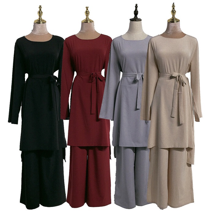 Hot Sell Modern Islamic Clothing Two Pieces Set Top and Pants Muslim Clothing