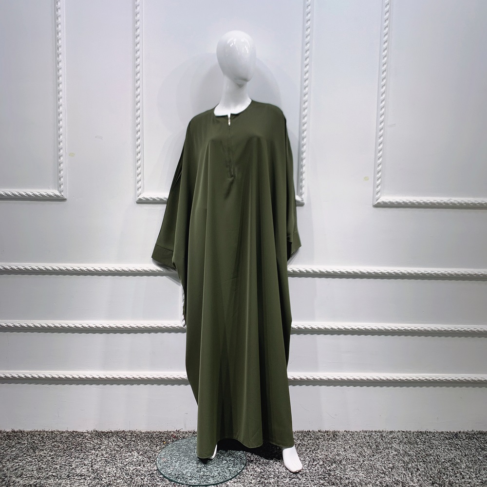Wholesale chiffon abaya dubai kaftan islamic long batwing floral cardigan muslim dress
