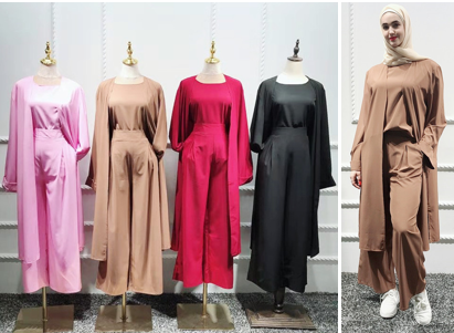 Modest Wear Islamic Clothes 3 Pieces Sets Islamic Dress Muslim Women Dress with Stones