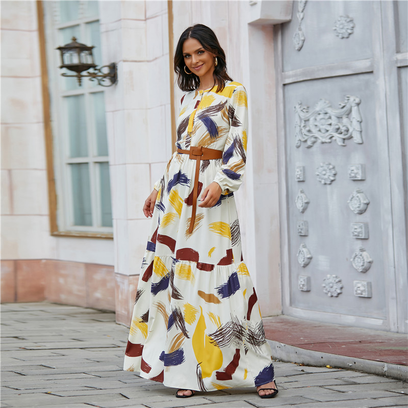 2021 Ramadan Abaya women Muslim floral print long maxi dress Islamic clothing