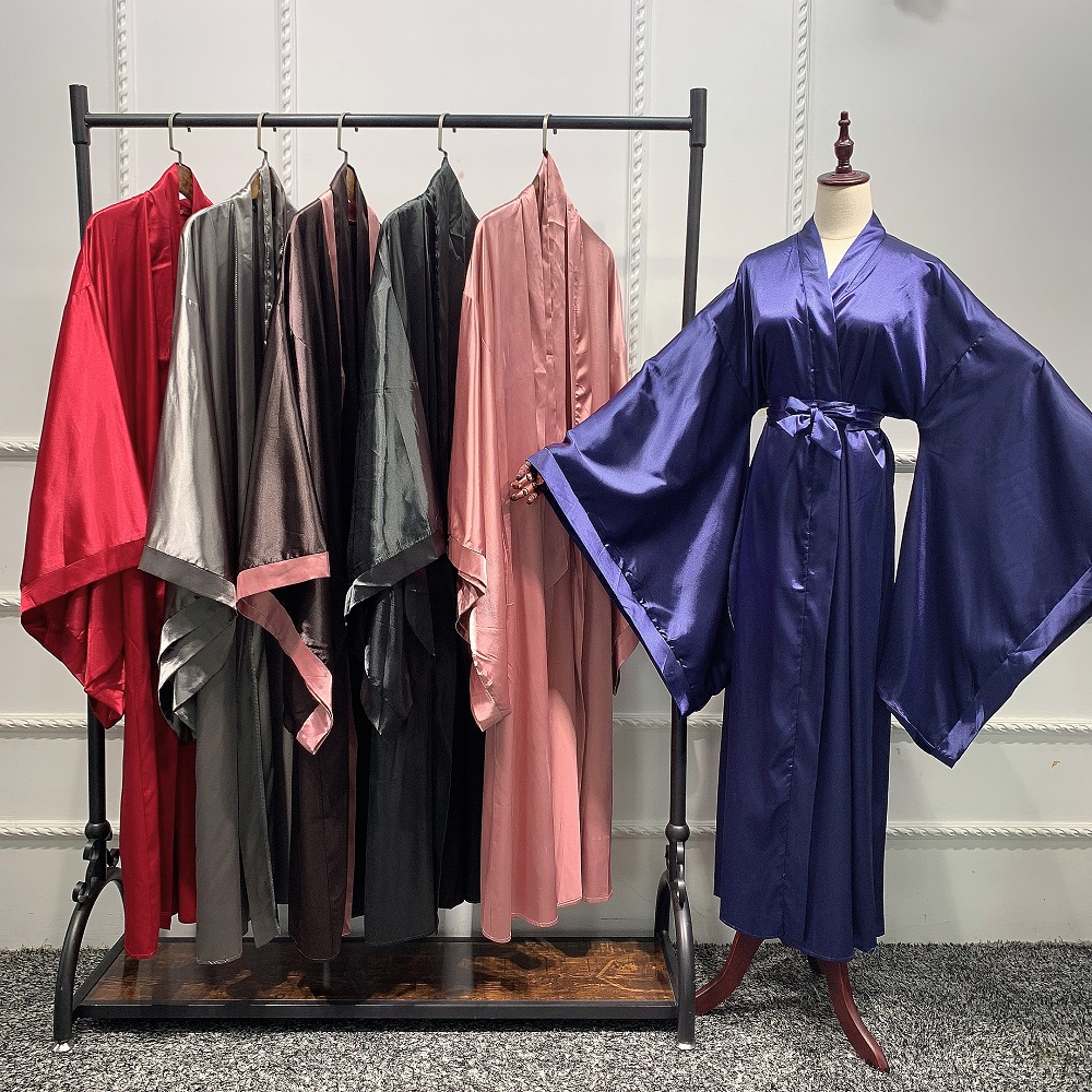 Stylish Kaftan Kimono Cardigan Islamic Clothing Open Abaya with Wild Sleeves Islamic Dress For Muslim Lady