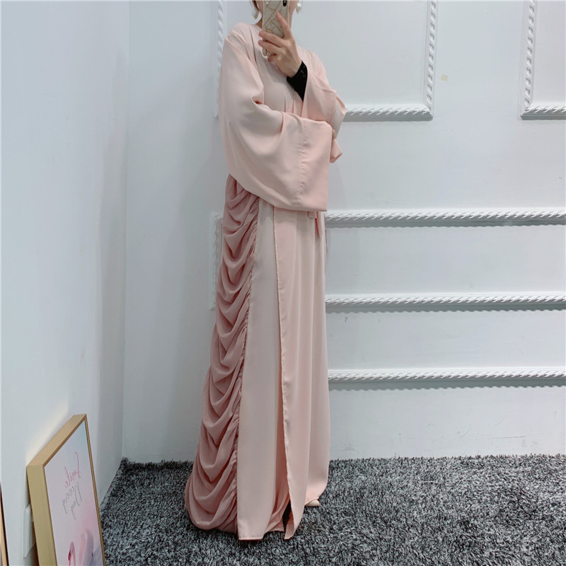 2021 New Arrival Elegant Islamic Front Open Abaya Muslim Contrast color open abaya with stitch layers Ethnic clothing wholesale