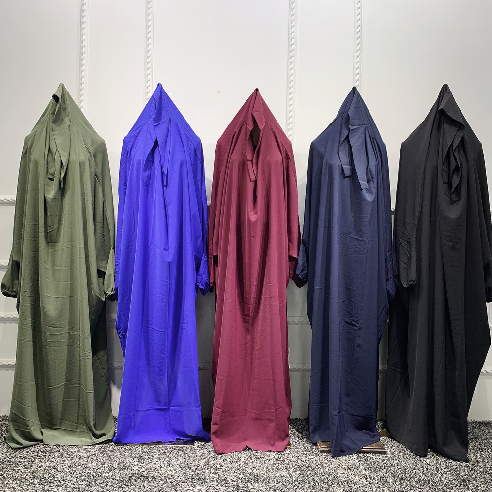 Prayer Long Sleeve Sets Robe Islamic Abaya Jilbab Khimar Muslim Women Praying Hijab