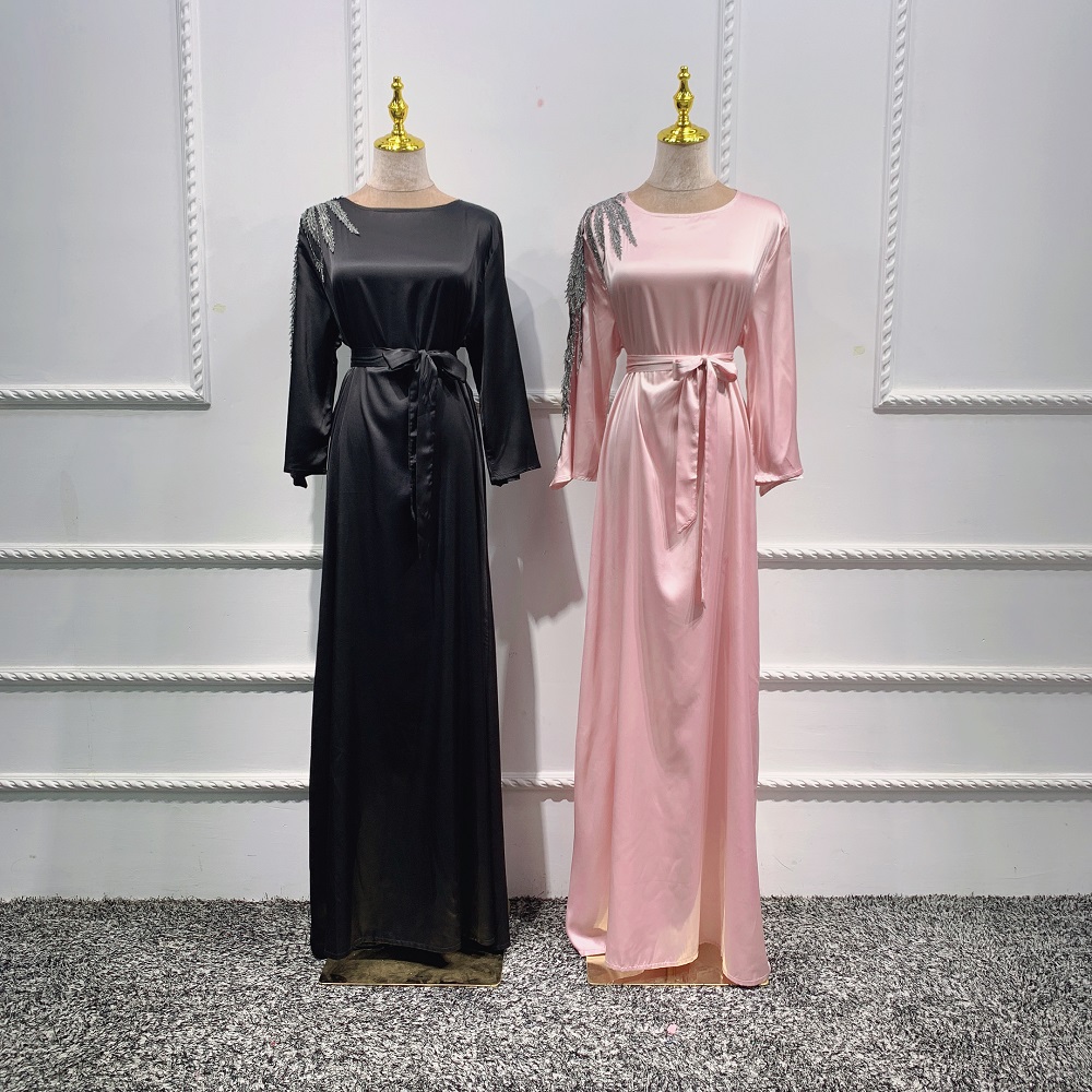 Hot sale Muslim dress Abaya Dubai Turkey Maxi Satin Dresses Women Islamic Clothing