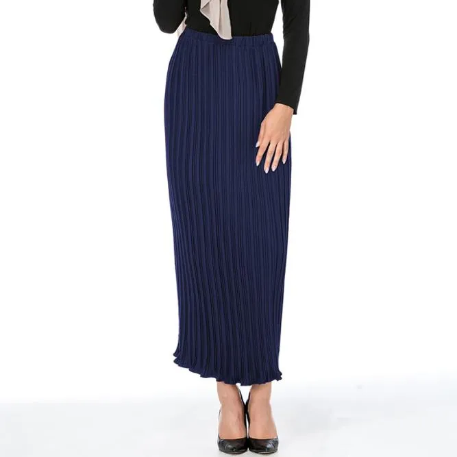 Loriya - Latest Pleated Chiffon A-line Women Long Skirts Muslim Ladies  Dress Maxi Skirt Maxi Skirt