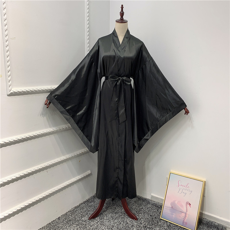 Satin Arab Turkish Fancy Plus size Satin Abaya Causal Muslim Abaya Islamic Contrast color Clothing for Women 2021