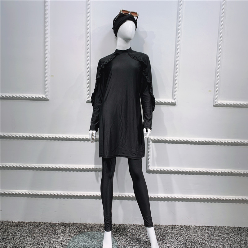 Wholesale Muslim swimwear women modest long sleeves sport swimsuit 3pcs Islamic bathing suit