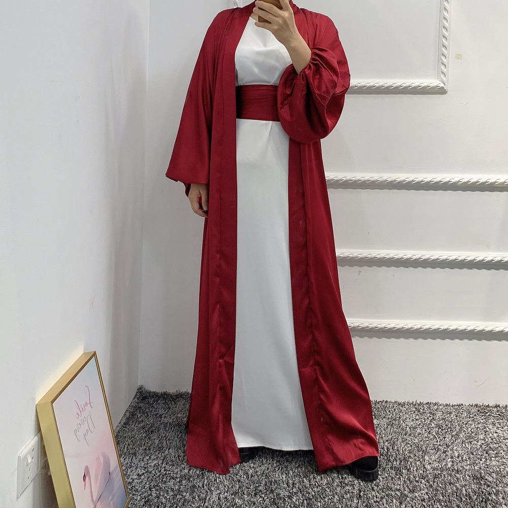 New arrival High quality Dubai Arabic Muslim Women Fashion Abaya Satin dress Turkish Islamic Clothing