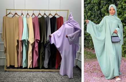 Hot Sale Latest Islamic Clothing Muslim Abaya Solid Colors Batwing Style Kaftan Burka Islamic Dress
