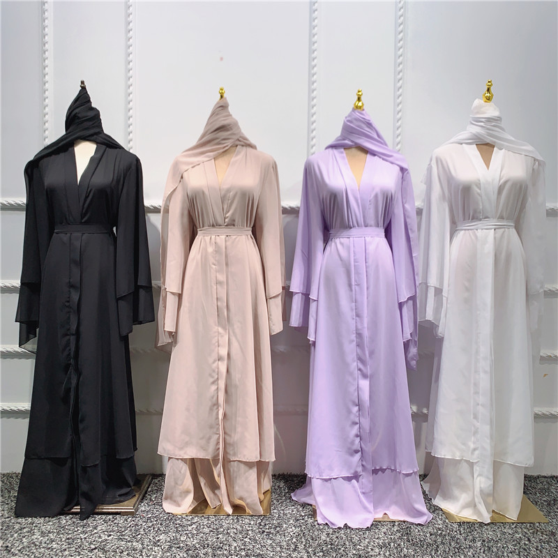Islamic Modern Front Open Dubai abaya Islamic Jilbab Dresses Muslim Chiffon Abaya Dress Islamic Maxi Cardigan