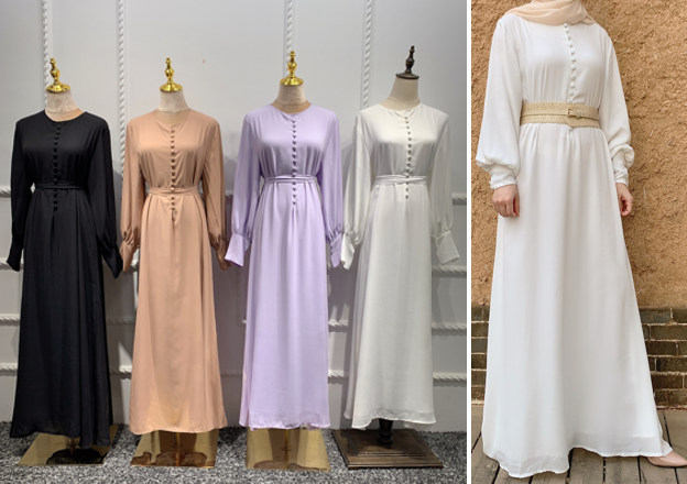 New Modern Print Long Sleeve Pleated Maxi Dubai Abaya Soft Print Islamic Dress Ladies Abaya Robe