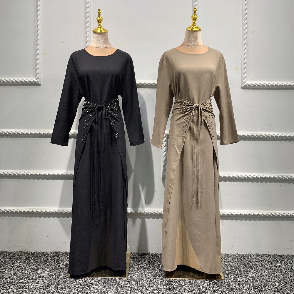 2021 New Design high quality Muslim Modest Fashion Kimono Dubai Abaya 3pcs set Islamic Clothing