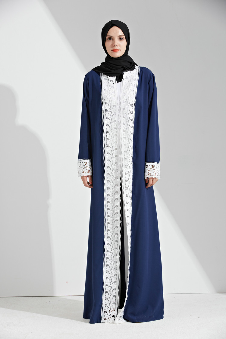 Ethnic Muslim abaya wholesale plus size woman open abaya India Pakistan clothing Contrast color open abaya