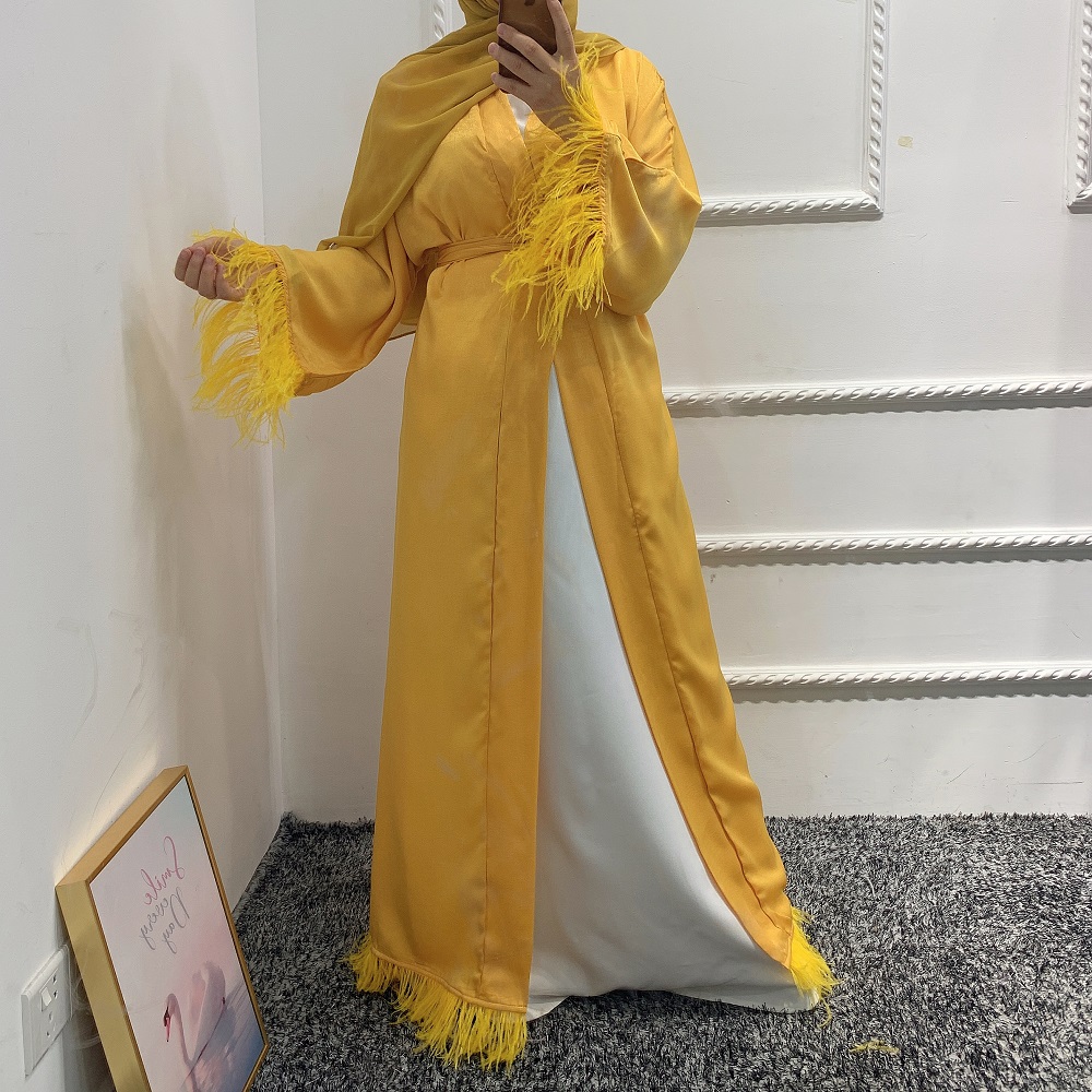 2021 New arrival Muslim women fashion open Abaya Solid color maxi dress Islamic Clothing